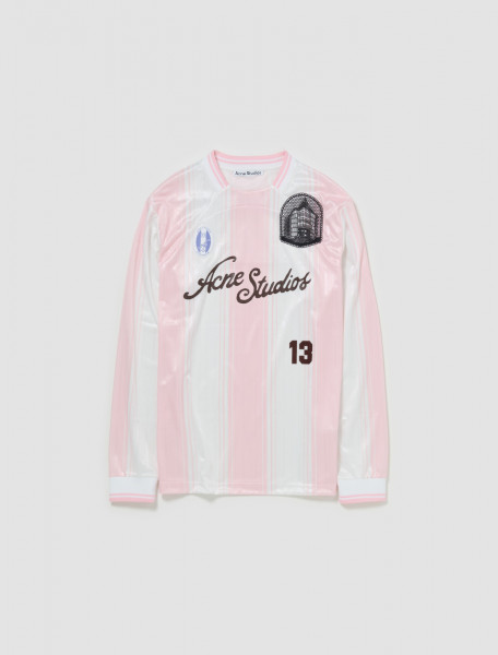 Acne Studios - Logo Long Sleeve T-Shirt in Pink & White - BL0383-ANG10