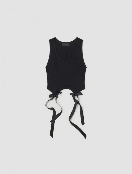 Simone Rocha - Easy Tank Top with Bow Tails in Black - 5222_0571_BLK