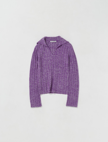 ACNE STUDIOS   KNITTED COLLAR SWEATER IN PURPLE & GREY   A60377 BAS FN WN KNIT000479