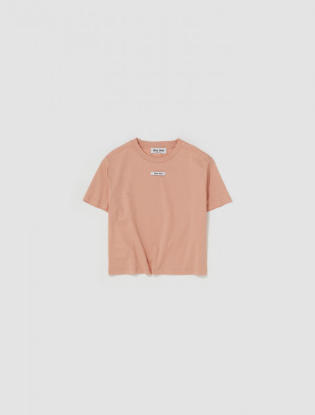 Miu Miu - Cotton T-Shirt in Powder Pink - MJN484_ 1YXU_F0236