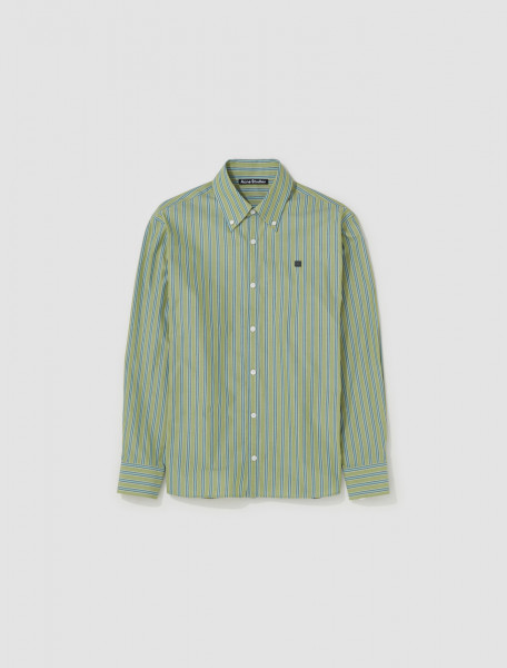Acne Studios - Striped Button-Up Shirt in Green - CB0061-AQE10