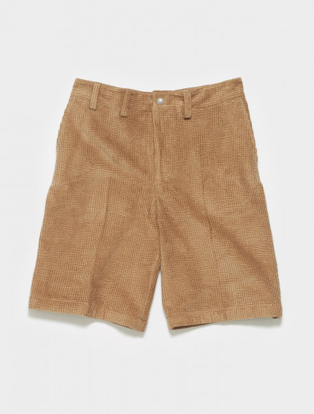 BE0055-640 ACNE STUDIOS ROSS CORD SHORTS IN CAMEL BROWN