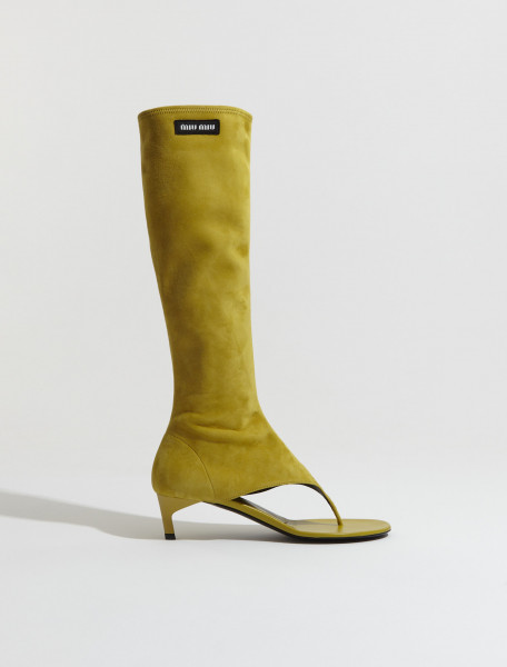 Miu Miu - Suede Thong Boots in Citron Yellow - 5WK009_L66_F0322