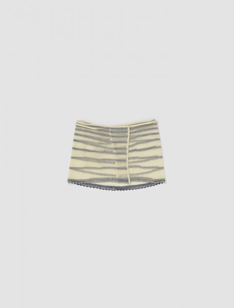 Jean Paul Gaultier - x KNWLS Pointelle Mini Skirt in Ecru & Navy - 23_14-F-JU052-M053-0359