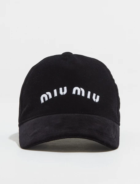 Miu Miu Velvet Baseball Cap in Black | Voo Store Berlin 