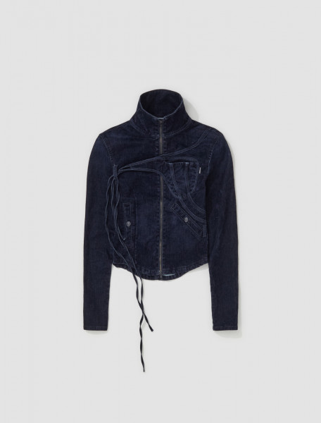 Ottolinger - Fitted Velvet Denim Jacket in Midnight Blue - 1703310