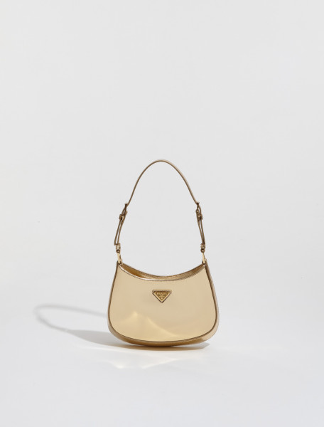 Prada - Cleo Brushed Leather Shoulder Bag in Platinum - 1BC169_ ZO6_F03CU