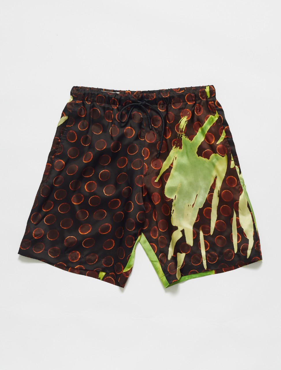 Dries Van Noten Piperi Len Lye Print Shorts in Brown & Lime | Voo Store