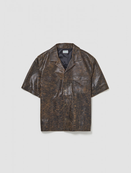 GUESS USA - Leather Camp Shirt in Amos Brown - M4GH04L0U60