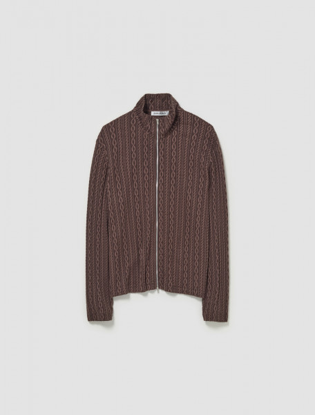 Our Legacy - Shrunken Fullzip Polo in Choco Cable Jacquard - M2246SI