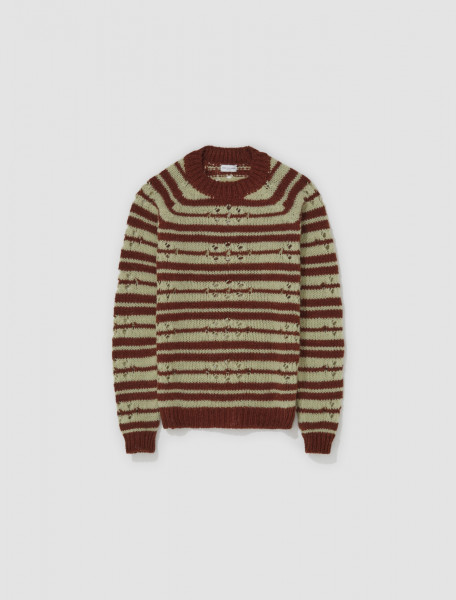 Dries Van Noten - Striped Crewneck Sweater in Brown - 232-021215-7705-703