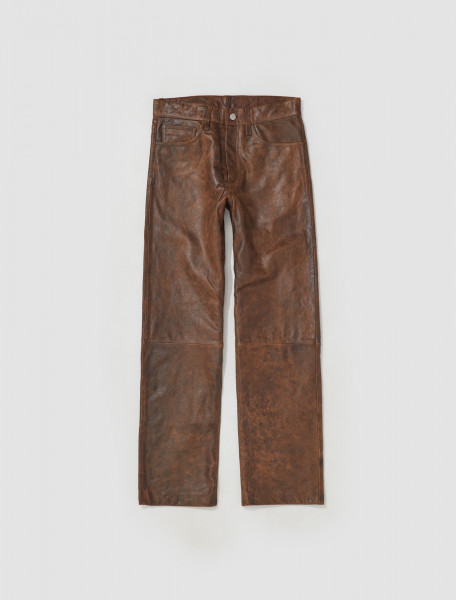 SUNFLOWER   LOOSE LEATHER 5 POCKET TROUSERS IN RUST BROWN   5039_174