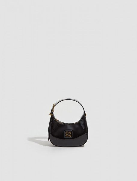 Miu Miu - Patent Leather Hobo Bag in Black - 5BP084_ 069_F0002