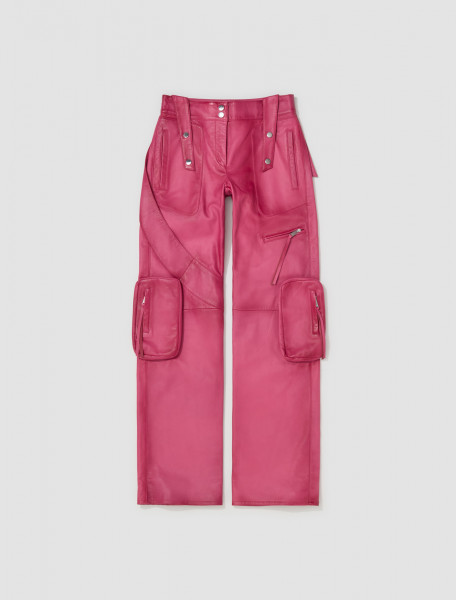 Blumarine - Leather Cargo Pants in Fuxia - 2L047A-N0731