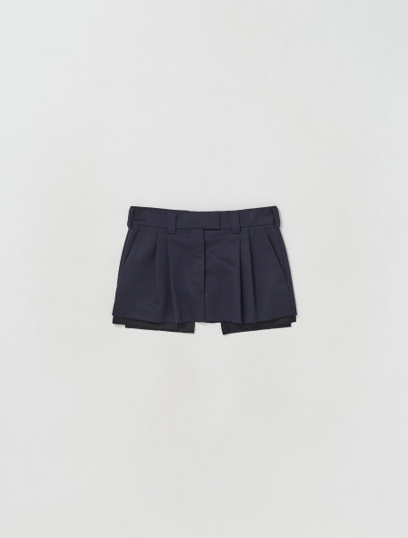 MIU MIU   CHINO MINI SKIRT WITH EMBROIDERED LOGO IN NAVY   MG1801_1UPX_F0008