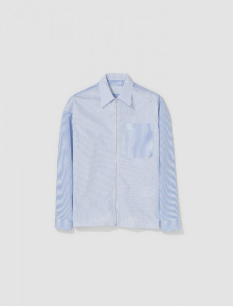 Prada - Zip Up Striped Shirt in Light Blue - SC540_13JW_F0V5N