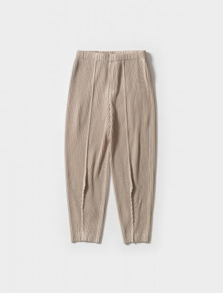 HP18JF125 40 HOMME PLISSE PLEATED TROUSERS IN COCONUT BEIGE