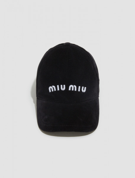 Miu Miu - Velvet Baseball Cap in Black - 5HC179 068 F0967