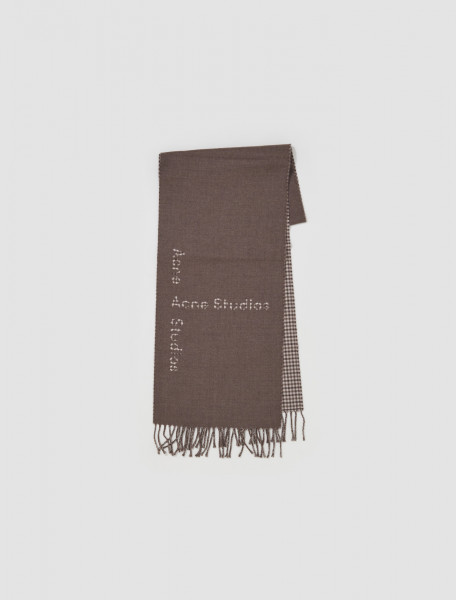 Acne Studios - Logo Check Wool Scarf in Taupe Grey - CA0202-AA5-FN-UX-SCAR000223