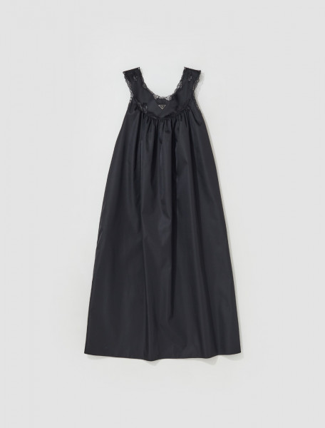 Prada - Re-Nylon and Lace Midi Dress in Black - 23X696_1WQ8_F0002
