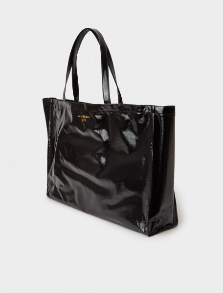 Acne Studios Coated Cotton Tote Bag in Black | Voo Store Berlin | Worldwide Shipping