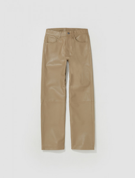 Sunflower - Loose Leather Trousers in Khaki - 6019-150