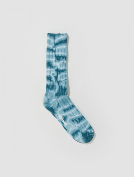 Stüssy - Dyed Ribbed Crew Socks in Teal - 138741