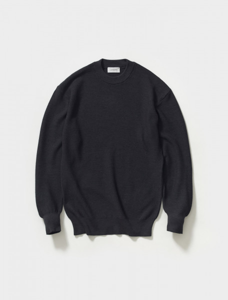 LEMAIRE   CREW NECK KNITTED SWEATER IN DARK CARBON   M 221 KN335 LK087 978