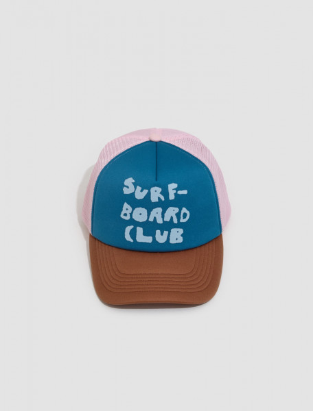 Stockholm Surfboard Club - Pete Logo Trucker Hat in Blue & Brown - U7000056