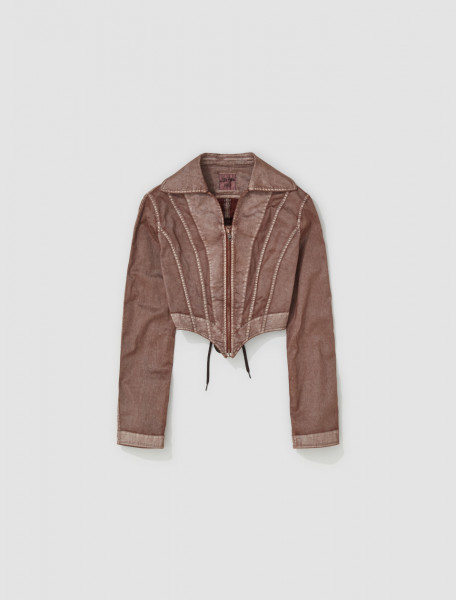 Jean Paul Gaultier - x KNWLS Laced Jacket in Brown & Ecru - 23_14-F-VE017TP-D005-6003