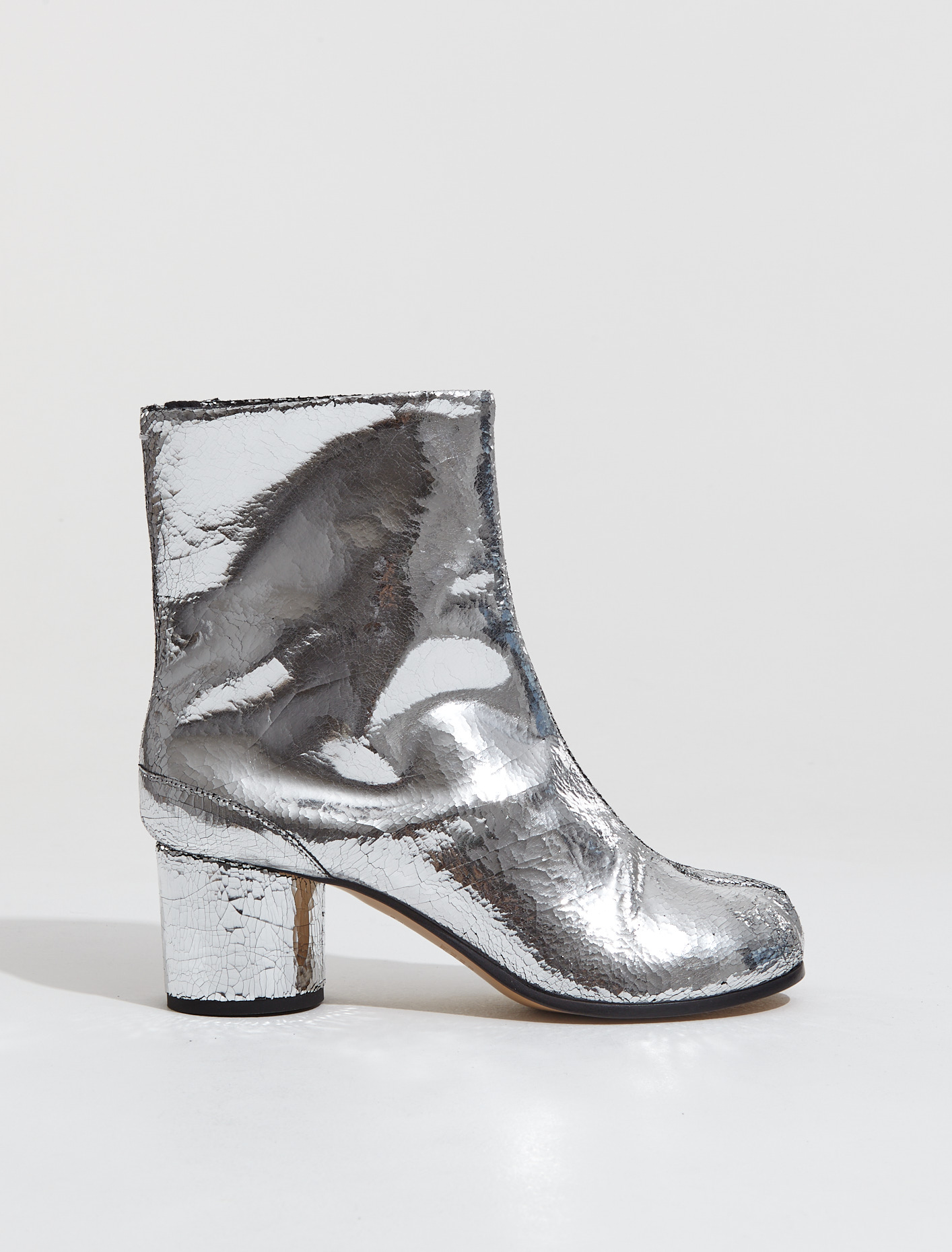 Tabi Heeled Ankle Boot in Silver