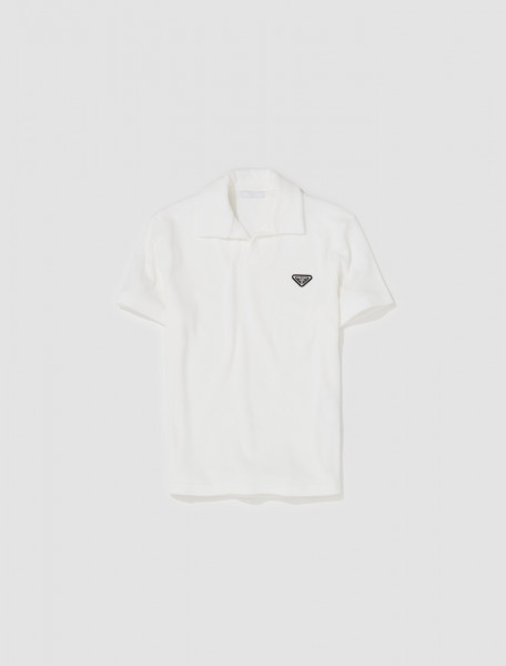 Prada - Terry Polo Shirt in White - UJN848_122E_F0009