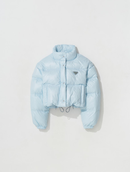 PRADA   CROPPED RE NYLON PUFFER JACKET WITH REMOVABLE SLEEVES IN SKY   291805_11A9_F0012