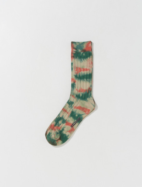 Stüssy - Multi Dyed Ribbed Socks in Clay & Forest - 138906