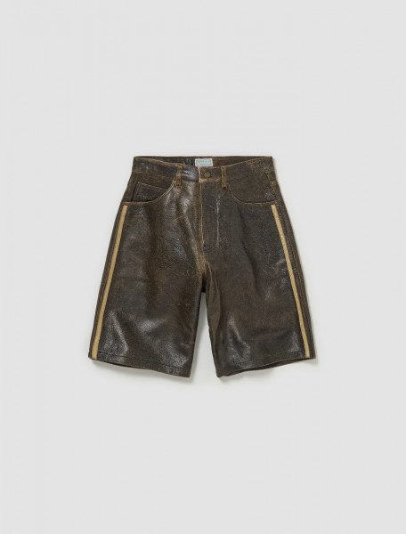 GUESS USA - Crackle Leather Shorts in Amos Brown - M4GD00L0R10