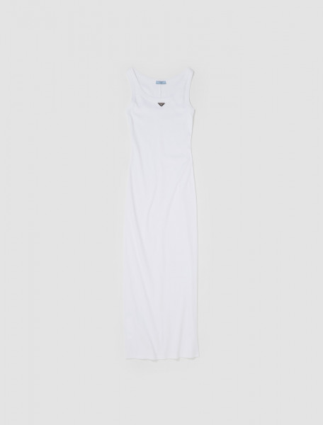 Prada - Ribbed Knit Jersey Dress in White - 33560X_ 10Z0_F0009