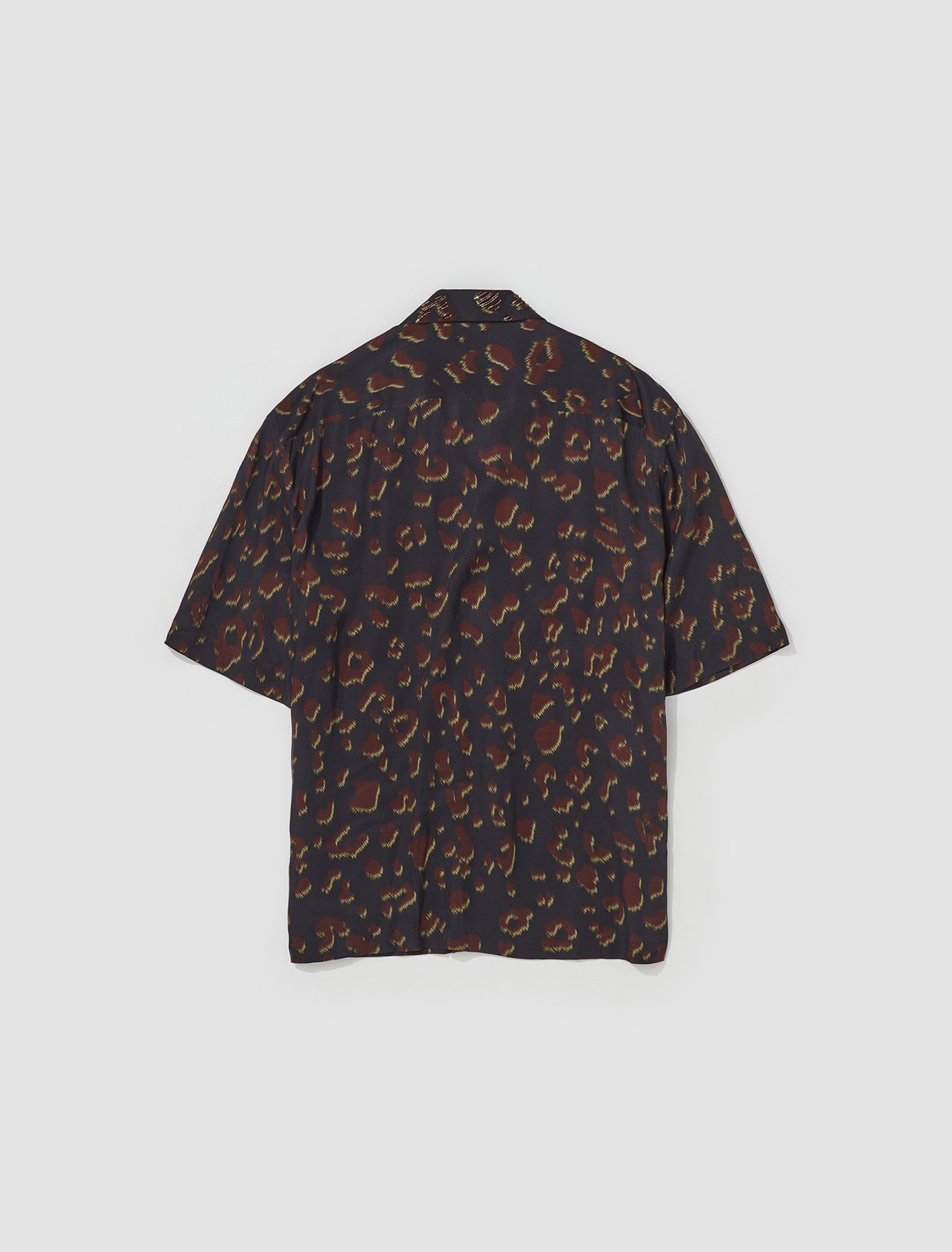 Dries Van Noten Cassi Hawaiian Short Sleeve Shirt with Embroidery in Black