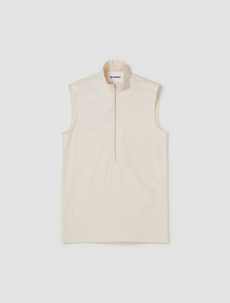 Jil Sander - Half Zip Vest in Ivory - J22DL0196