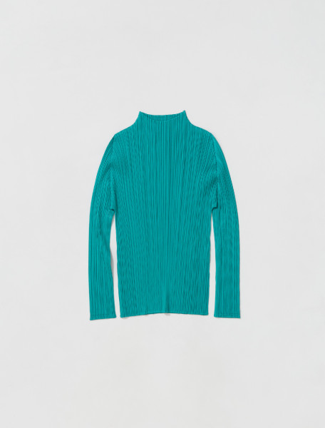 PLEATS PLEASE ISSEY MIYAKE   HIGH NECK TOP IN TURQUOISE GREEN   PP26JK111 63