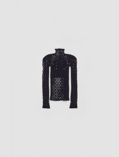 JEAN PAUL GAULTIER   HIGH NECK TOP WITH PERFORATION DETAILS IN BLACK   22 09 F TO042 M037 00