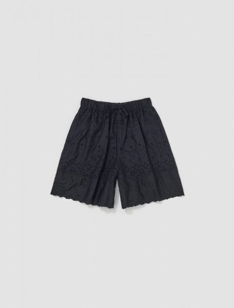 Simone Rocha - Broderie Anglaise Shorts with Trim in Black - 4096T_1061