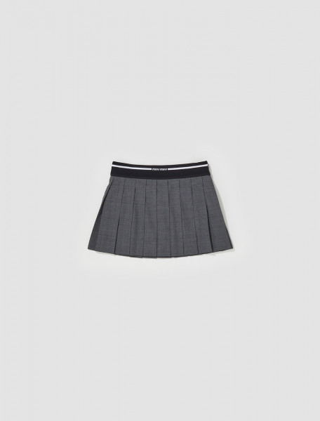 Miu Miu - Pleated Mini Skirt in Slate Grey - MG1905_10DI_F0480