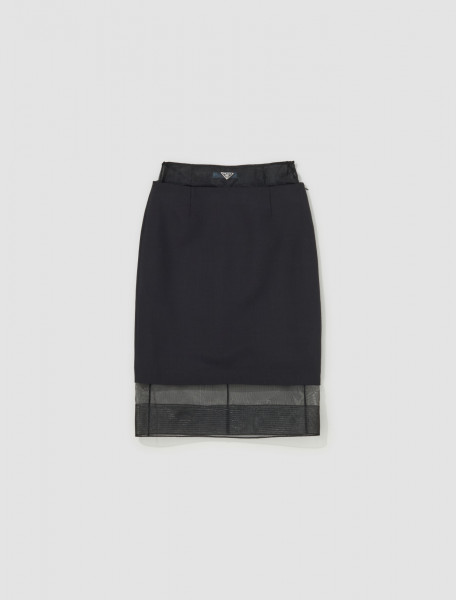 Prada - Wool and Crinoline Midi Skirt in Black - P106J_132T_F0002