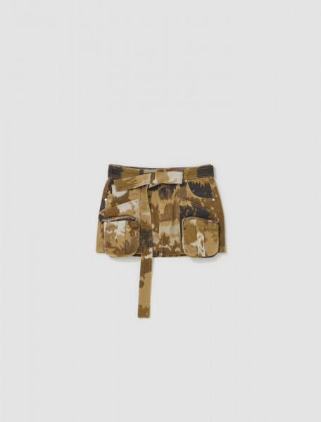 Blumarine - Chiné Camouflage Print Cargo Skirt in Brown - 2J131A-D5579