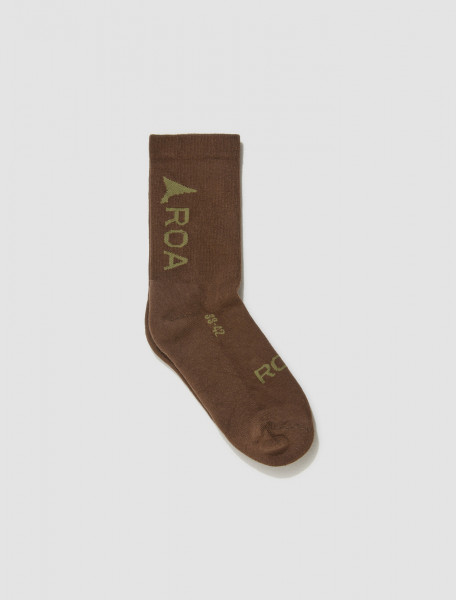 ROA - Logo Socks in Brown - RBMW079YA04