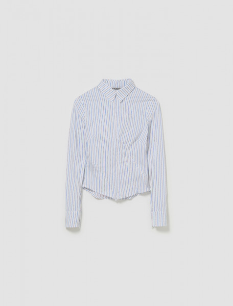 Ottolinger - Fitted Zip Shirt in White Stripes - 1103005-WIST-XS