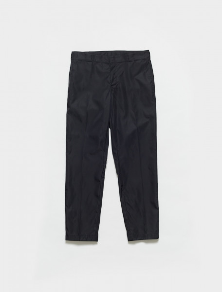 SPG75-F0002 PRADA RE NYLON TROUSERS WITH ANKLE FASTENINGS IN BLACK