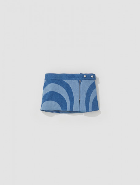 Anne Isabella - Reflection Lazer Denim Mini-Skirt in Blue - SS23-DE11-BLU-LZ