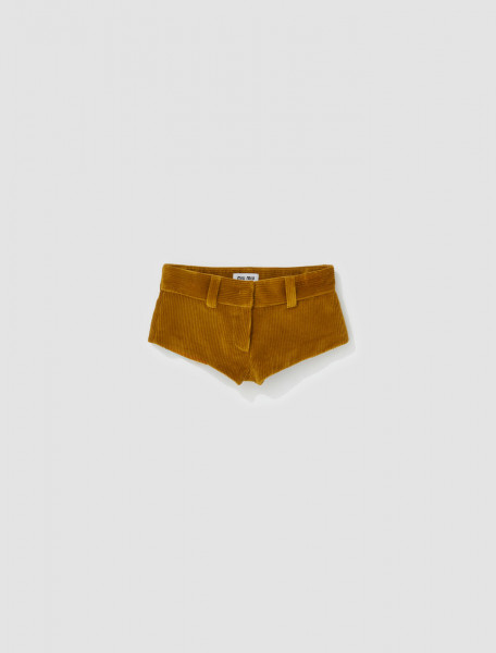 Miu Miu - Corduroy Mini Shorts in Ochre - MP1708_1XMV_F0091