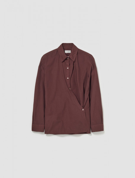 Lemaire - Straight Collar Twisted Shirt in Cocoa Bean - SH1032-LF445